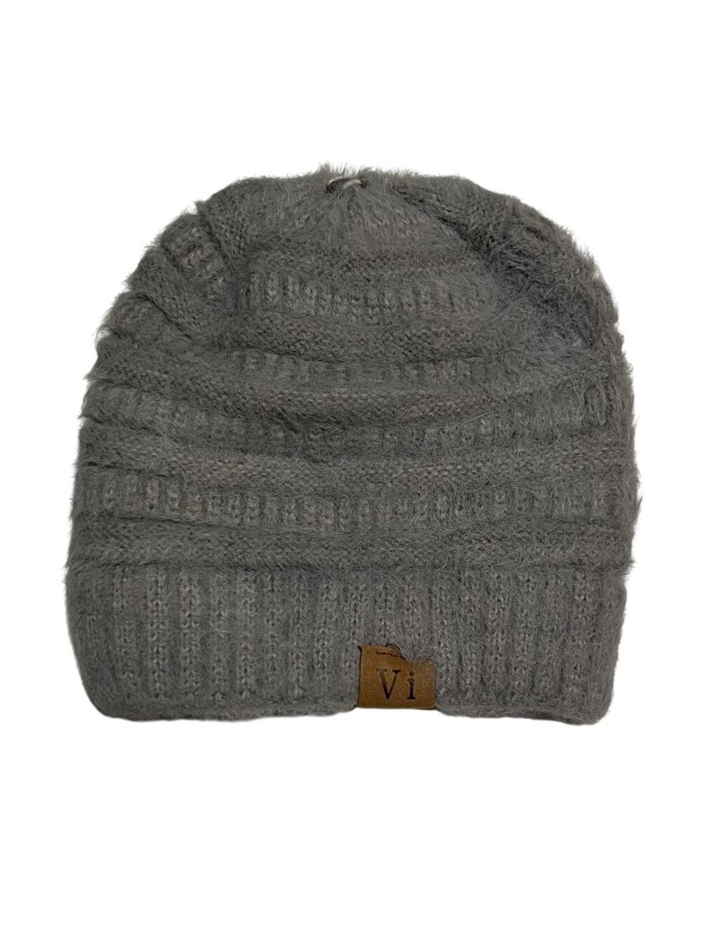 Vi Womens Winter Hat Fuzzy Gray Winter Warm